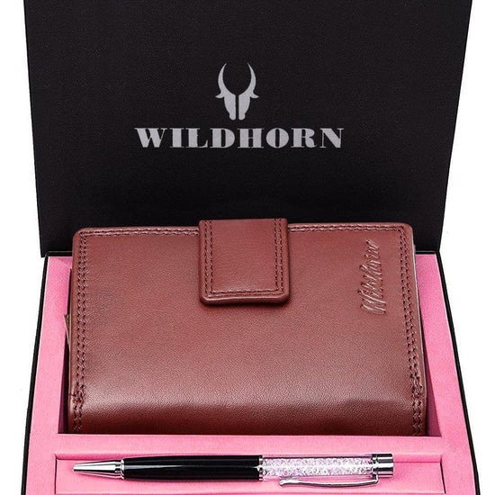 WILDHORN® Women's Leather Wallet and Pen Combo Set - WILDHORN