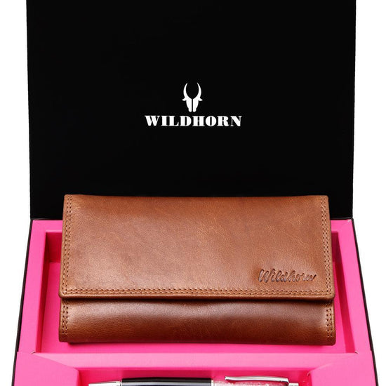 WildHorn®Women's Leather Wallet and Pen Combo Set - WILDHORN