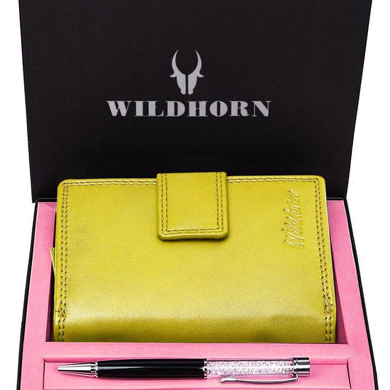 WILDHORN® Women's Leather Wallet and Pen Combo Set - WILDHORN