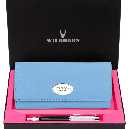 WILDHORN® Women's Leather Wallet and Pen Combo Set - WILDHORN