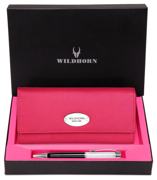 WILDHORN® Women's Leather Wallet and Pen Combo Set - WILDHORN