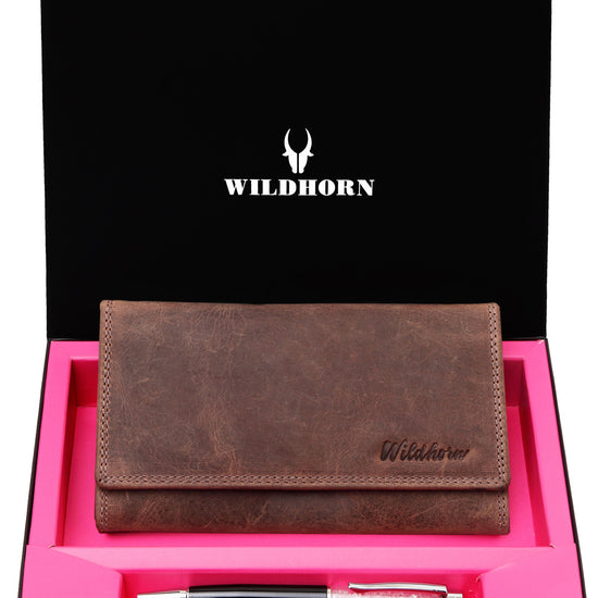 WildHorn®Women's Leather Wallet and Pen Combo Set - WILDHORN