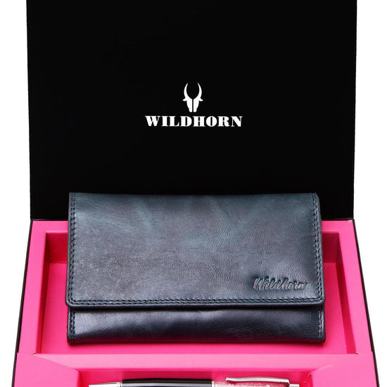 WildHorn®Women's Leather Wallet and Pen Combo Set - WILDHORN