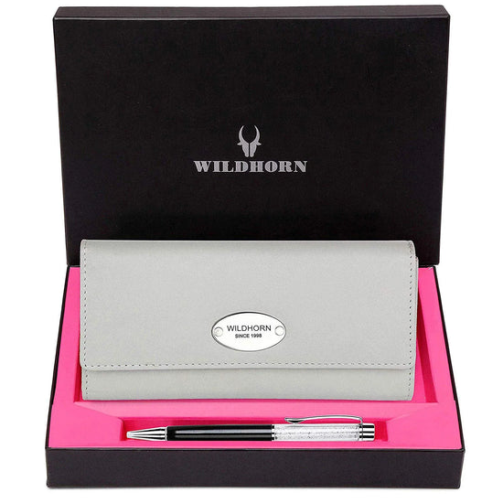 WILDHORN® Women's Leather Wallet and Pen Combo Set - WILDHORN
