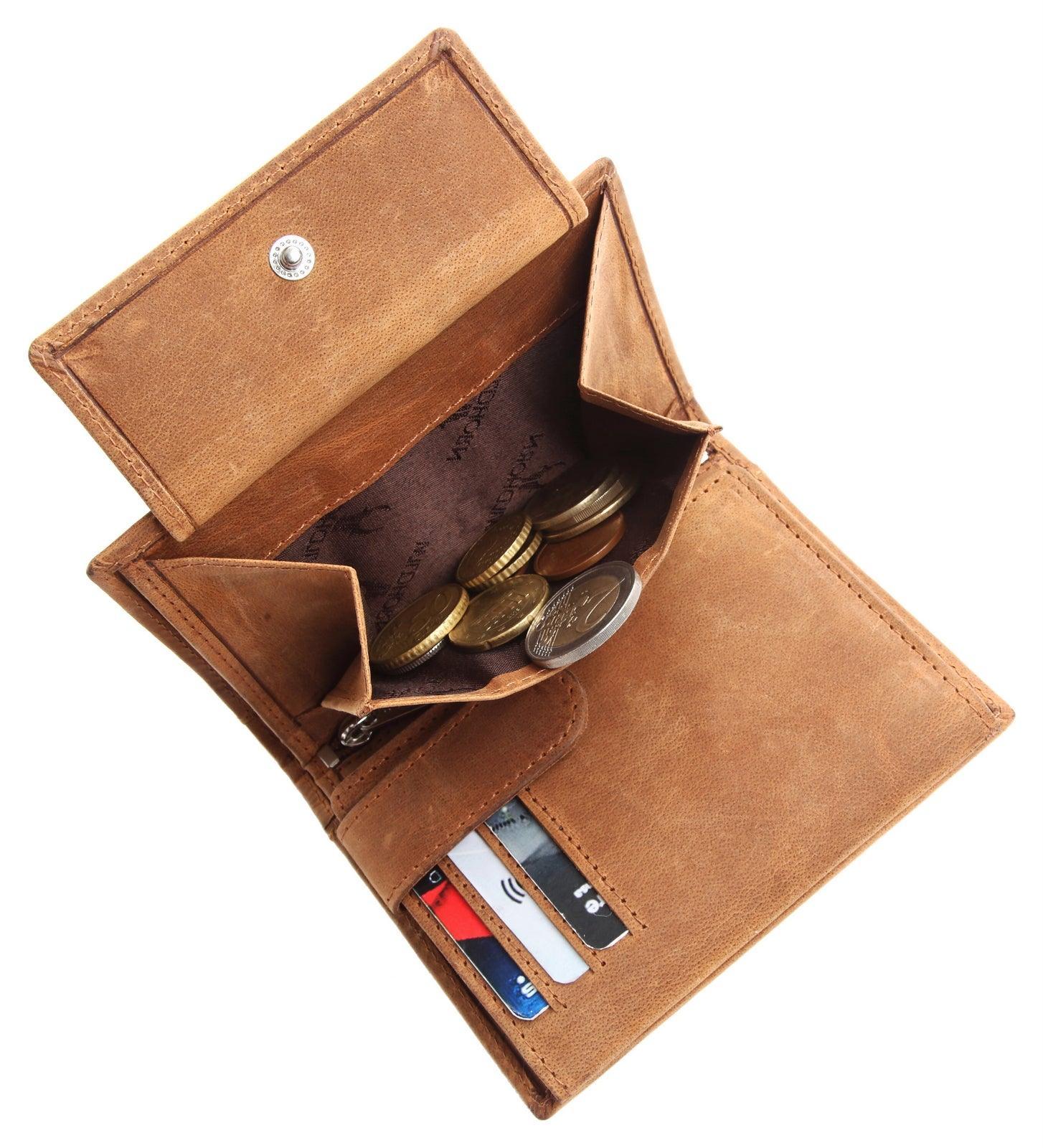 WILDHORN Top Grain Portrait Leather Wallet for Men | Ultra Strong Stitching | Handcrafted | RFID Blocking | 2 ID Slots | 11 Card Slots | Zip Compartment - WILDHORN