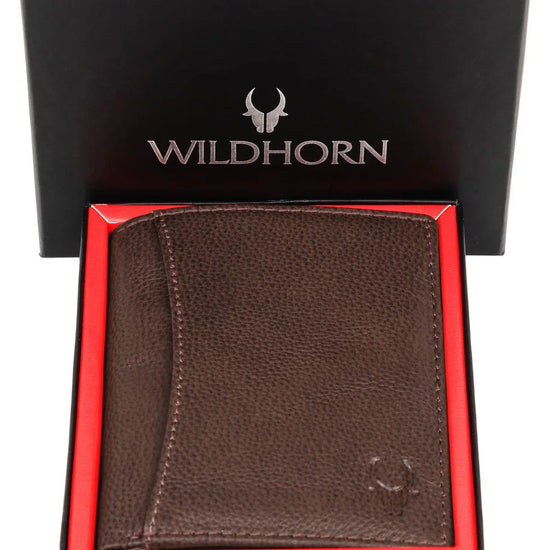 WILDHORN Top Grain Portrait Leather Wallet for Men | Ultra Strong Stitching | Handcrafted | RFID Blocking | 2 ID Slots | 11 Card Slots | Zip Compartment - WILDHORN