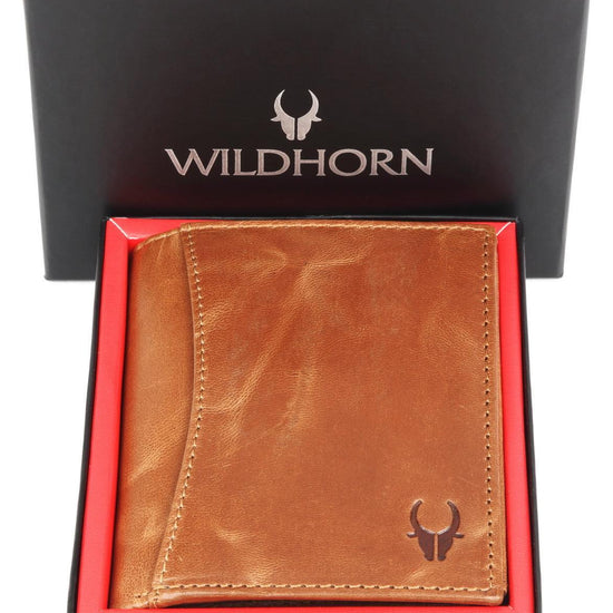 WILDHORN Top Grain Portrait Leather Wallet for Men | Ultra Strong Stitching | Handcrafted | RFID Blocking | 2 ID Slots | 11 Card Slots | Zip Compartment - WILDHORN