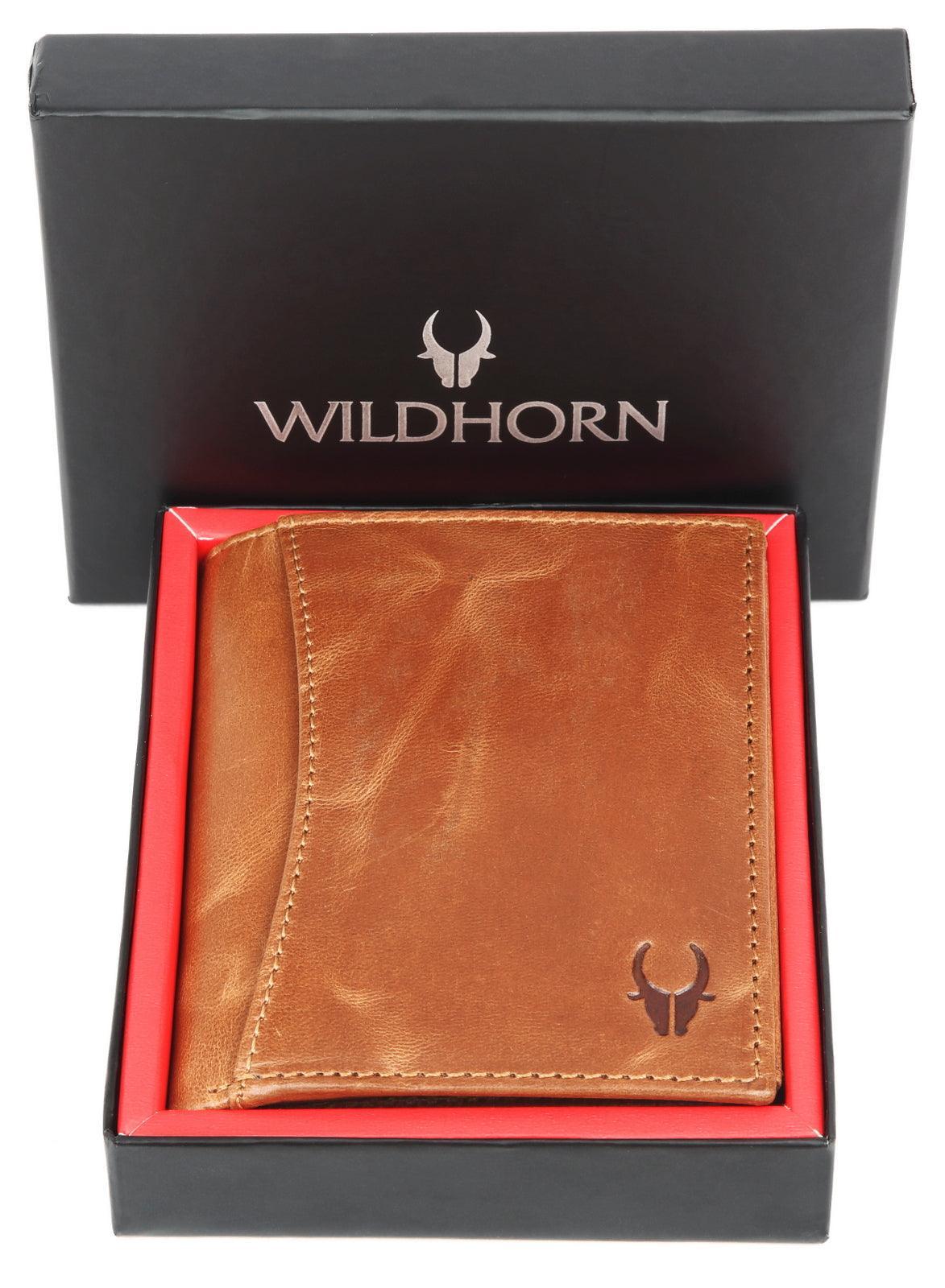 WILDHORN Top Grain Portrait Leather Wallet for Men | Ultra Strong Stitching | Handcrafted | RFID Blocking | 2 ID Slots | 11 Card Slots | Zip Compartment - WILDHORN
