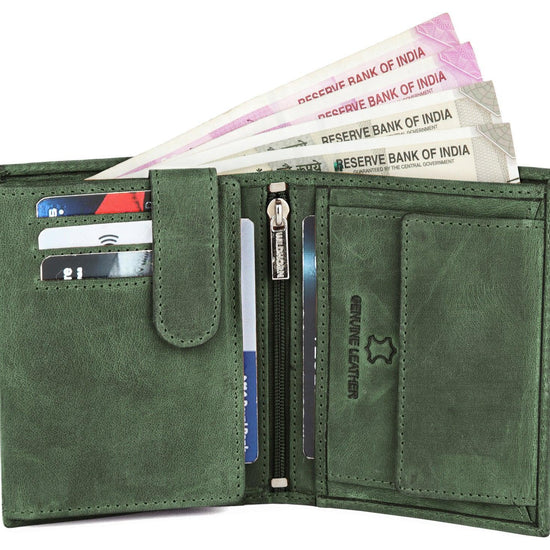 WILDHORN Top Grain Portrait Leather Wallet for Men | Ultra Strong Stitching | Handcrafted | RFID Blocking | 2 ID Slots | 11 Card Slots | Zip Compartment - WILDHORN