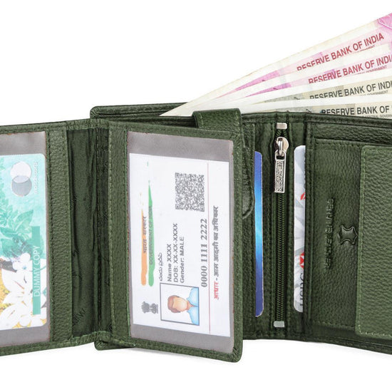 WILDHORN Top Grain Portrait Leather Wallet for Men | Ultra Strong Stitching | Handcrafted | RFID Blocking | 2 ID Slots | 11 Card Slots | Zip Compartment - WILDHORN