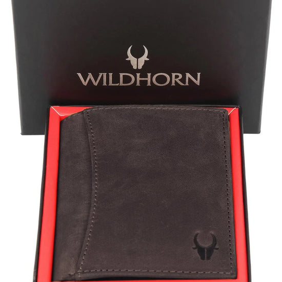 WILDHORN Top Grain Portrait Leather Wallet for Men | Ultra Strong Stitching | Handcrafted | RFID Blocking | 2 ID Slots | 11 Card Slots | Zip Compartment - WILDHORN