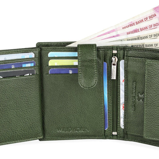 WILDHORN Top Grain Portrait Leather Wallet for Men | Ultra Strong Stitching | Handcrafted | RFID Blocking | 2 ID Slots | 11 Card Slots | Zip Compartment - WILDHORN